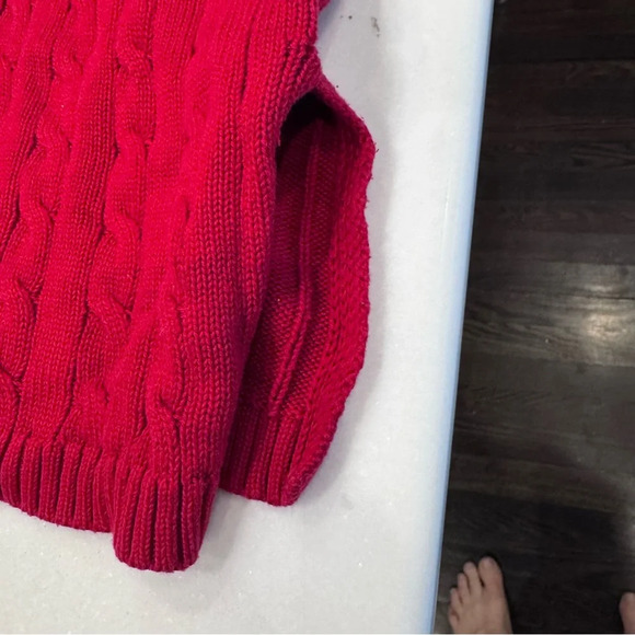Lauren Ralph Lauren women’s Red Cable Knit Pullover cotton Sweater V Neck Sz 2X - Picture 6 of 8